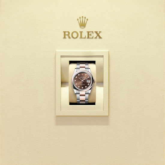 Rolex Replica Watch Datejust 36, Oystersteel and 18k Everose Gold, Chocolate sunray set with 10 diamonds dial, Domed Oyster, 126201-0054