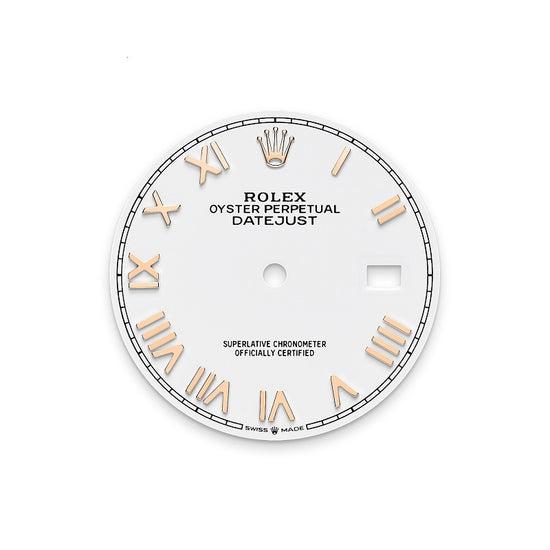 Rolex Replica Watch Datejust 36, Oystersteel and 18k Everose Gold, Intense White Roman dial, Domed Oyster, 126201-0046