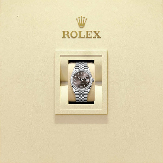 Rolex Replica Watch Datejust 36, Oystersteel and 18k White Gold, Dark grey set with diamonds dial, Diamond-set bezel Jubilee, 126284rbr-0063