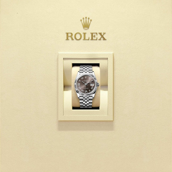 Rolex Replica Watch Datejust 36, Oystersteel and 18k White Gold, Dark grey set with diamonds dial, Fluted Jubilee, 126234-0071