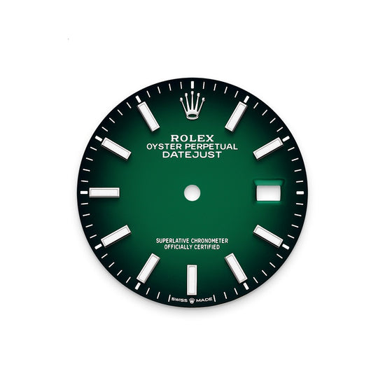 Rolex Replica Watch Datejust 36, Oystersteel and 18k White Gold, Green ombré dial, Diamond-set bezel Jubilee, 126284rbr-0051