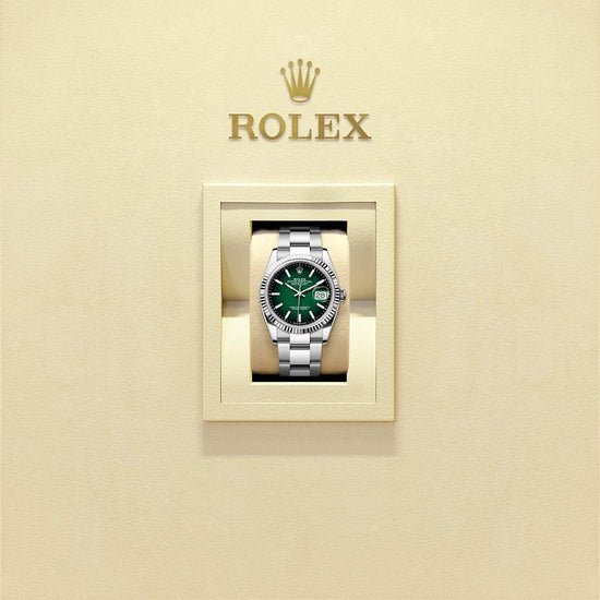 Rolex Replica Watch Datejust 36, Oystersteel and 18k White Gold, Green ombré dial, Fluted Oyster, 126234-0060