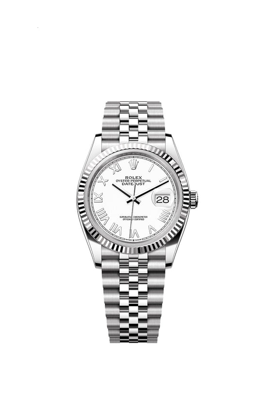 Rolex Replica Watch Datejust 36, Oystersteel and 18k White Gold, Intense white dial, Fluted Jubilee, 126234-0061