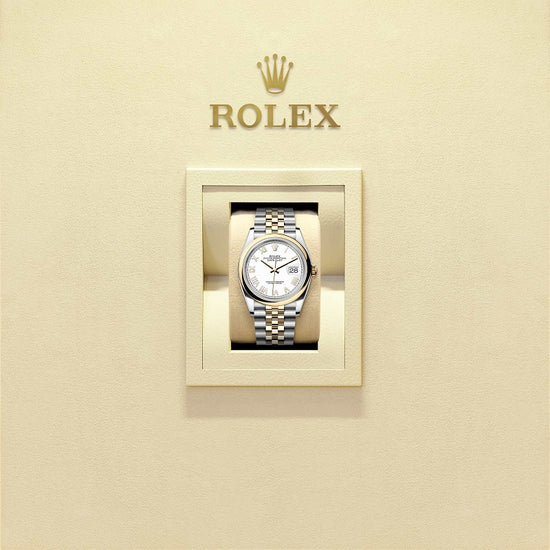 Rolex Replica Watch Datejust 36, Oystersteel and 18k Yellow Gold, Intense White Roman dial, Domed Jubilee, 126203-0047