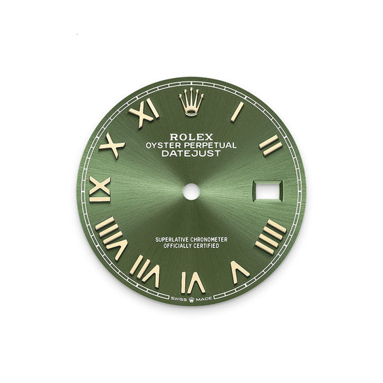 Rolex Replica Watch Datejust 36, Oystersteel and 18k Yellow Gold, Olive green Roman sunray dial, Domed Jubilee, 126203-0053