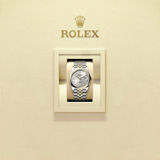 Rolex Replica Watch Datejust 36, Oystersteel and 18k Yellow Gold, Silver set with Diamonds dial, Domed Jubilee, 126203-0051