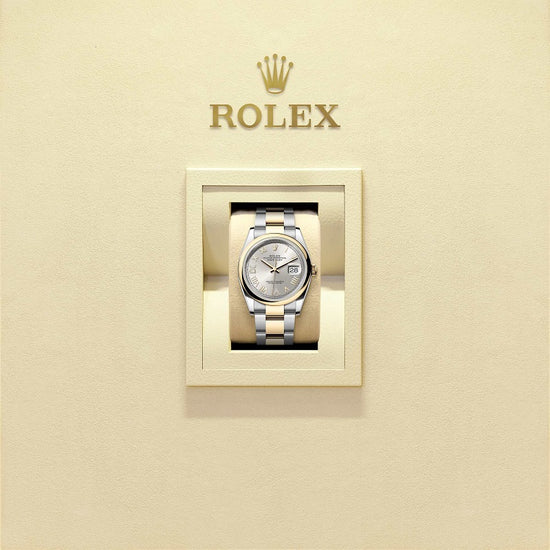 Rolex Replica Watch Datejust 36, Oystersteel and 18k Yellow Gold, Silver set with Diamonds dial, Domed Oyster, 126203-0052