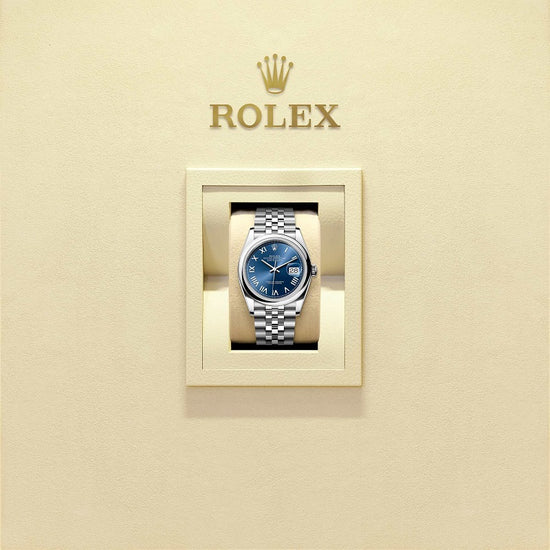 Rolex Replica Watch Datejust 36, Oystersteel, Bright blue sunray dial, Domed Jubilee, 126200-0029