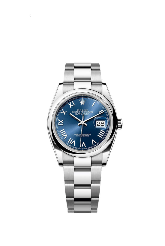 Rolex Replica Watch Datejust 36, Oystersteel, Bright blue sunray dial, Domed Oyster, 126200-0030