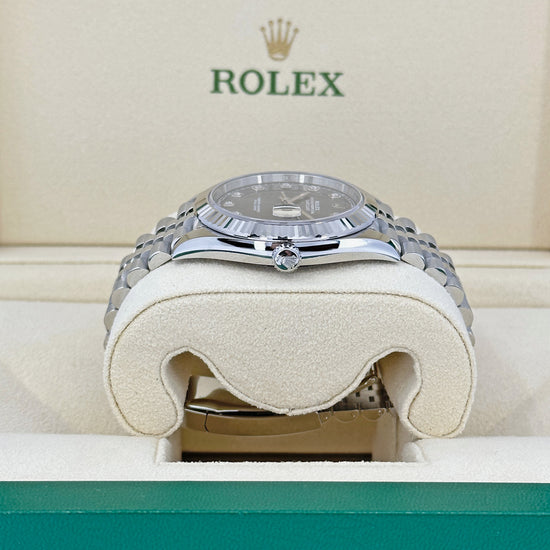 Rolex Replica Watch Datejust 41, Oystersteel, 18k White Gold, and Diamonds, 41mm, 126334-0006