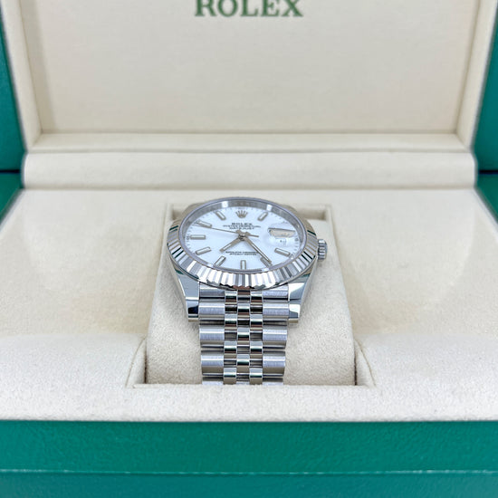 Rolex Replica Watch Datejust 41 Oystersteel and 18K White Gold 41 mm White Dial,  126334-0010