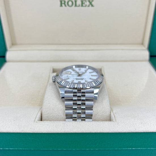 Rolex Replica Watch Datejust 41 Oystersteel and 18K White Gold 41 mm White Dial,  126334-0010