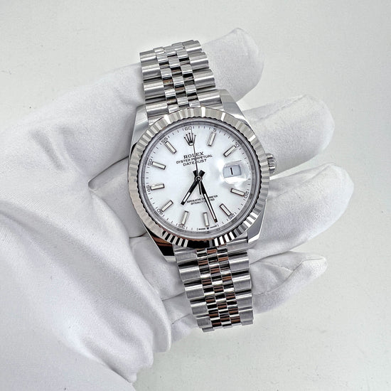 Rolex Replica Watch Datejust 41 Oystersteel and 18K White Gold 41 mm White Dial,  126334-0010