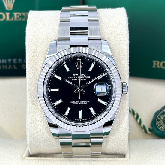 Rolex Replica Watch Datejust 41 Oystersteel and 18k White Gold 41mm Bright Black Dial Oyster, 126334-0017.