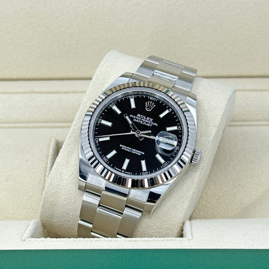 Rolex Replica Watch Datejust 41 Oystersteel and 18k White Gold 41mm Bright Black Dial Oyster, 126334-0017.