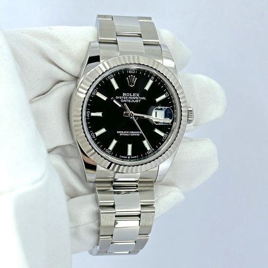 Rolex Replica Watch Datejust 41 Oystersteel and 18k White Gold 41mm Bright Black Dial Oyster, 126334-0017.