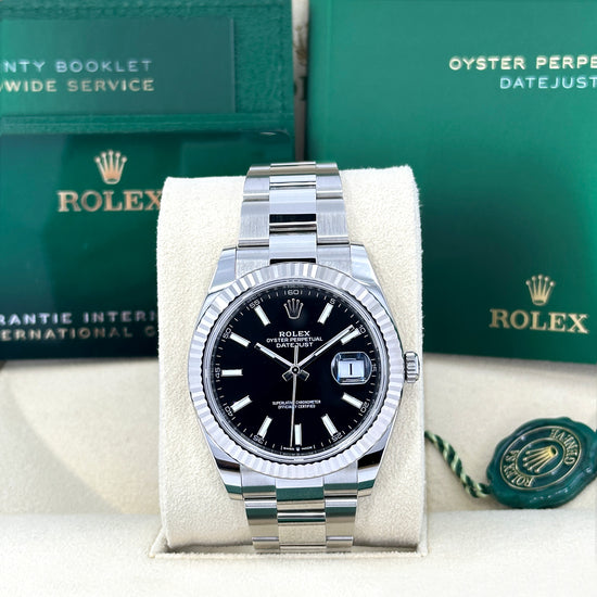 Rolex Replica Watch Datejust 41 Oystersteel and 18k White Gold 41mm Bright Black Dial Oyster, 126334-0017.