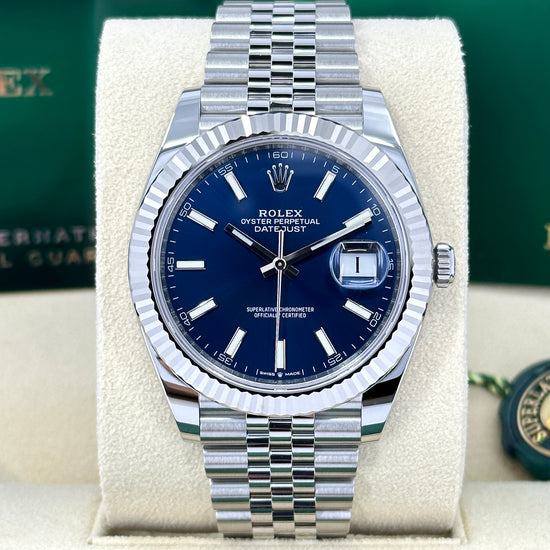 Rolex Replica Watch Datejust 41, Oystersteel and 18k White Gold, Blue Dial, 41mm, Fluted, Jubilee, 126334-0002