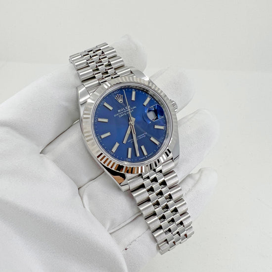 Rolex Replica Watch Datejust 41, Oystersteel and 18k White Gold, Blue Dial, 41mm, Fluted, Jubilee, 126334-0002