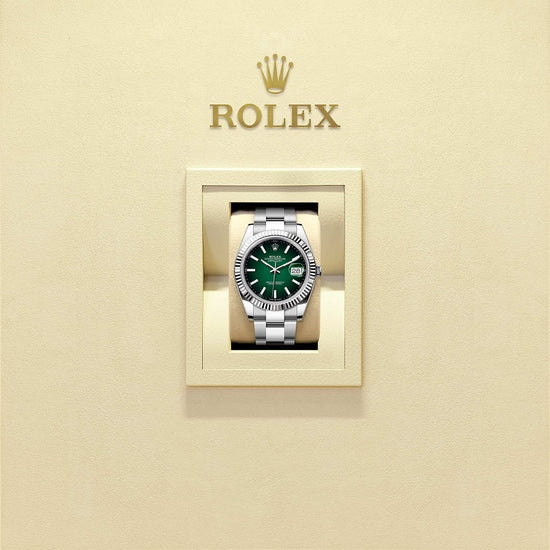 Rolex Replica Watch Datejust 41, Oystersteel and 18k White Gold, Green ombré dial, Fluted Oyster, 126334-0033