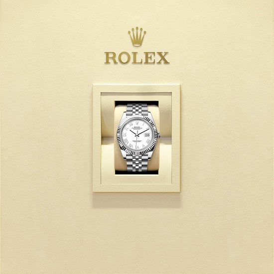 Rolex Replica Watch Datejust 41, Oystersteel and 18k White Gold, Intense white Roman dial, Fluted Jubilee, 126334-0036