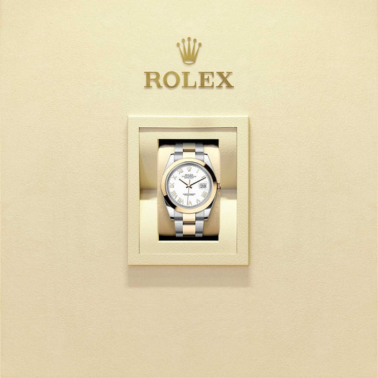 Rolex Replica Watch Datejust 41, Oystersteel and 18k Yellow Gold, Intense White Roman dial, Smooth Oyster, 126303-0025
