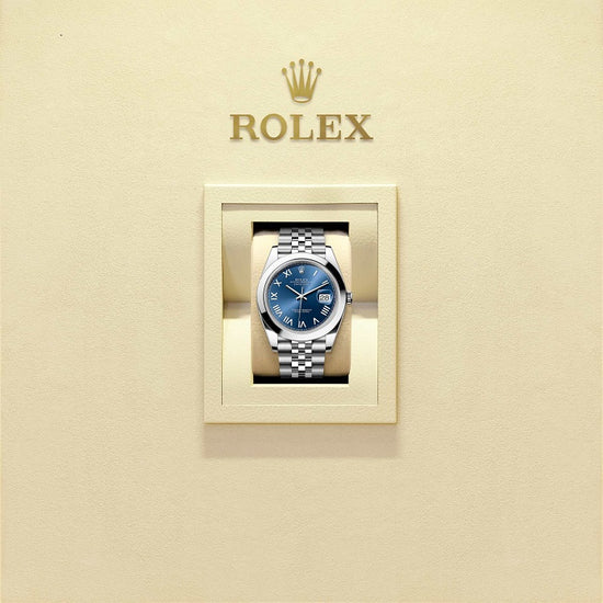 Rolex Replica Watch Datejust 41, Oystersteel, Bright blue sunray Roman dial, Smooth Jubilee, 126300-0030