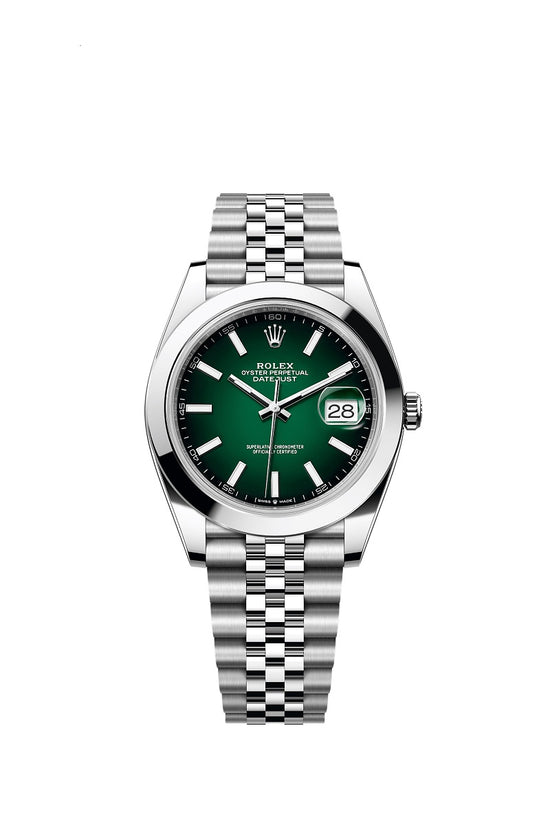 Rolex Replica Watch Datejust 41, Oystersteel, Green ombré dial, Smooth Jubilee, 126300-0026