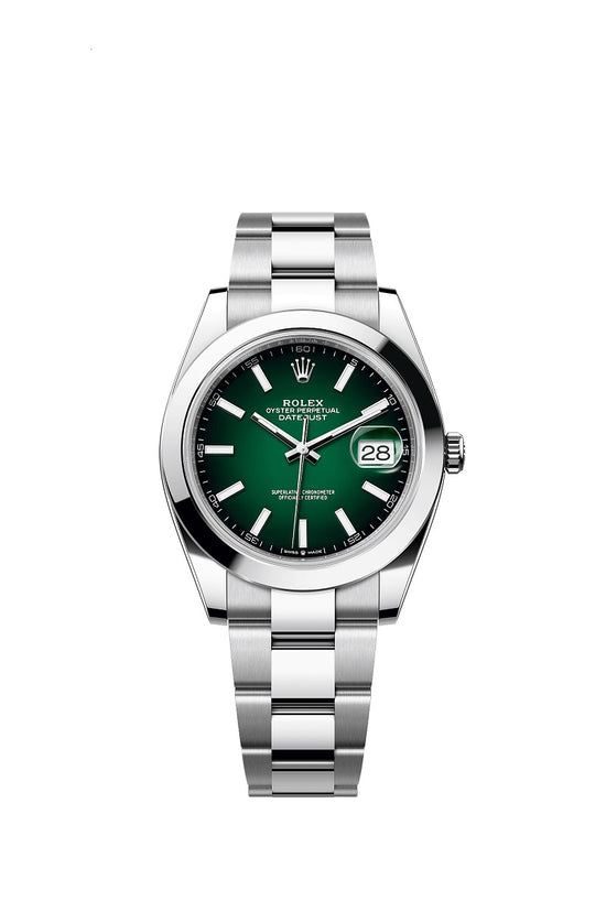 Rolex Replica Watch Datejust 41, Oystersteel, Green ombré dial, Smooth Oyster, 126300-0025