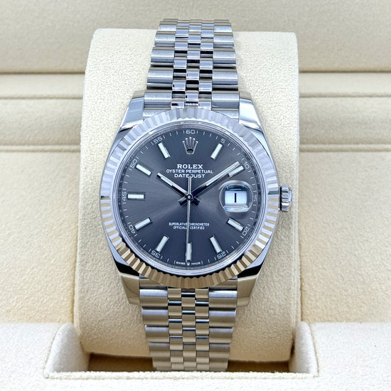 Rolex Replica Watch Datejust 41, Stainless Steel and 18k White Gold, 41mm, Slate dial, Jubilee, 126334-0014