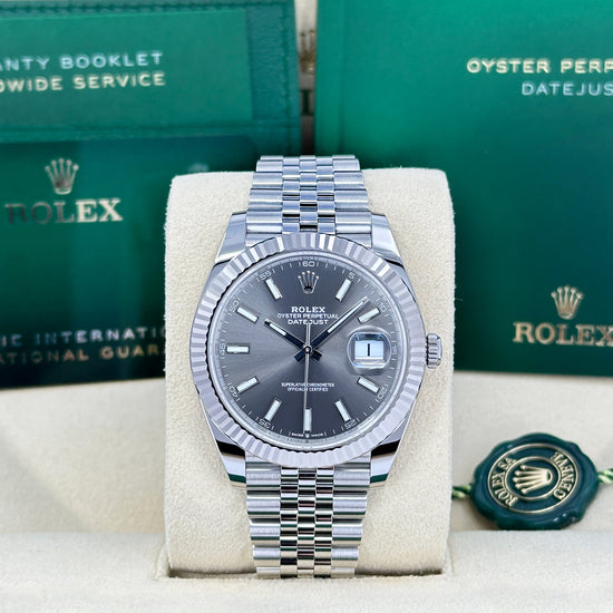 Rolex Replica Watch Datejust 41, Stainless Steel and 18k White Gold, 41mm, Slate dial, Jubilee, 126334-0014
