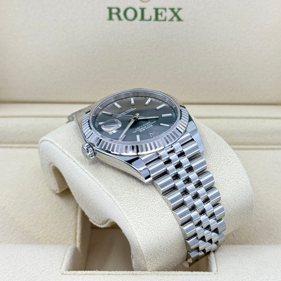 Rolex Replica Watch Datejust 41, Stainless Steel and 18k White Gold, 41mm, Slate dial, Jubilee, 126334-0014