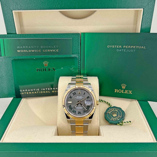 Rolex Replica Watch Datejust, 41mm, Wimbledon, 18k Yellow Gold and Stainless Steel, Oyster, Fluted, 126333-0019