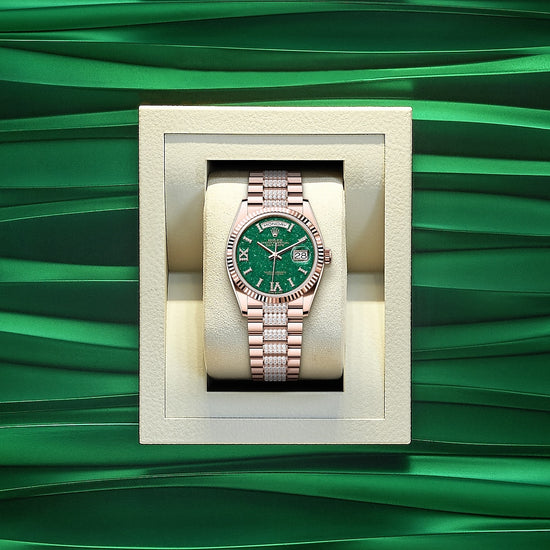 Rolex Replica Watch Day-Date 36, 18k Everose Gold with Diamond-set, 36mm, 128235-0069