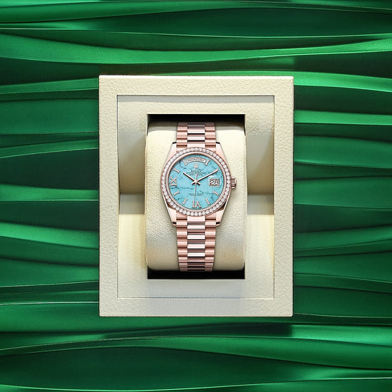 Rolex Replica Watch Day-Date 36, 18k Everose Gold with Diamond-set, 36mm, 128345rbr-0064