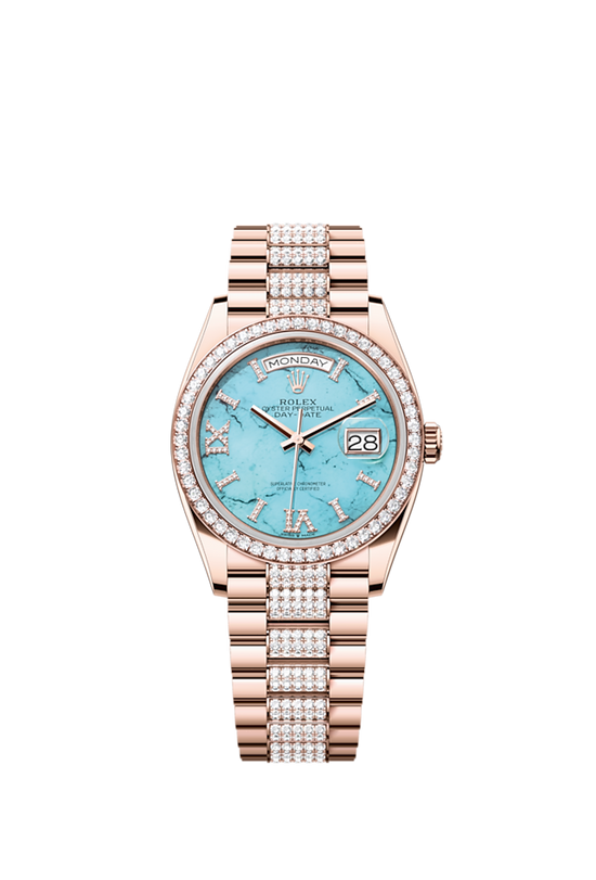 Rolex Replica Watch Day-Date 36, 18k Everose Gold with Diamond-set, 36mm, 128345rbr-0065