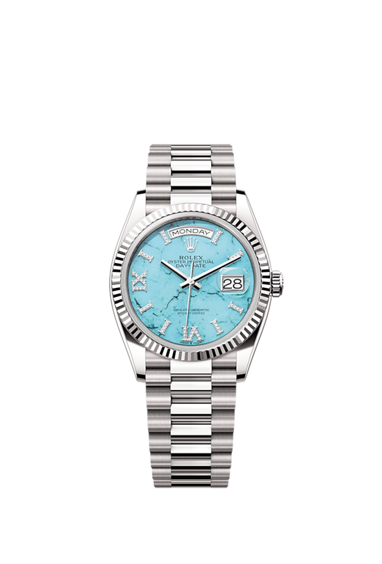 Rolex Replica Watch Day-Date 36, 18k White Gold with Diamond-set, 36mm, 128239-0044