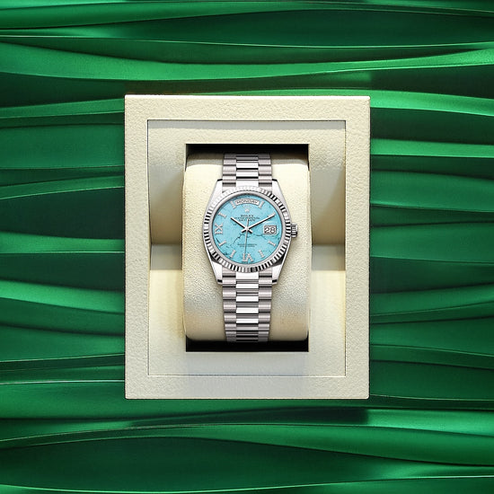Rolex Replica Watch Day-Date 36, 18k White Gold with Diamond-set, 36mm, 128239-0044