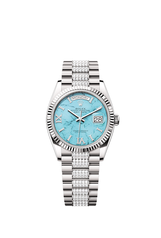 Rolex Replica Watch Day-Date 36, 18k White Gold with Diamond-set, 36mm, 128239-0045