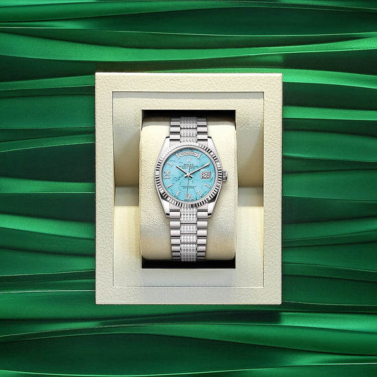 Rolex Replica Watch Day-Date 36, 18k White Gold with Diamond-set, 36mm, 128239-0045