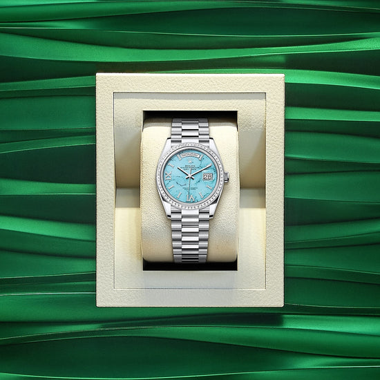 Rolex Replica Watch Day-Date 36, Platinum with Diamond-set, 36mm, 128396tbr-0016