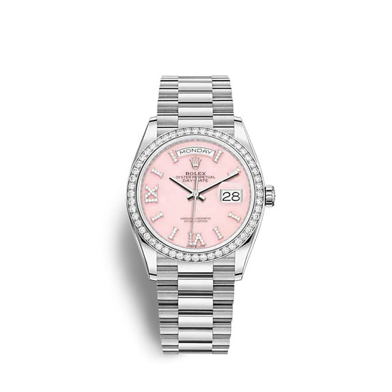 Rolex Replica Watch Day-Date 36 White gold 128349RBR-0008