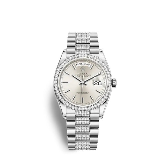 Rolex Replica Watch Day-Date 36 White gold 128349RBR-0013