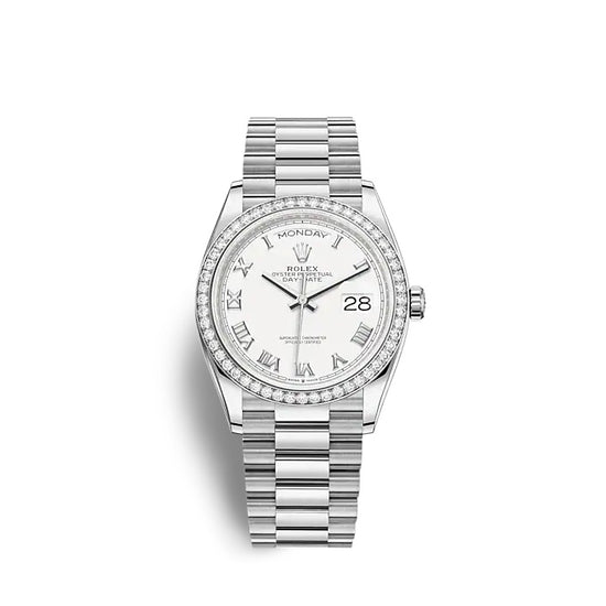 Rolex Replica Watch Day-Date 36 White gold 128349RBR-0025