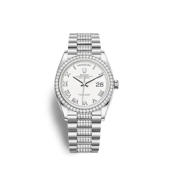 Rolex Replica Watch Day-Date 36 White gold 128349RBR-0026
