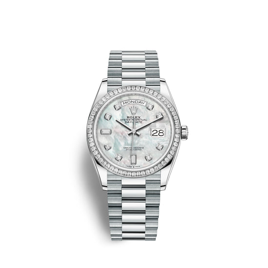 Rolex Replica Watch Day-Date, 36mm, Platinum and Diamonds, 128396tbr-0005