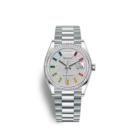 Rolex Replica Watch Day-Date, 36mm, Platinum and Diamonds, 128396tbr-0006