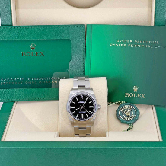 Rolex Replica Watch LADIES Oyster Perpetual 34mm, Black Dial, 124200-0002