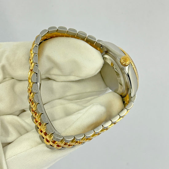 Rolex Replica Watch Lady Datejust 28, Oystersteel and 18k Yellow Gold, 28 mm, Champagne, Fluted, Jubilee, 279173-0001