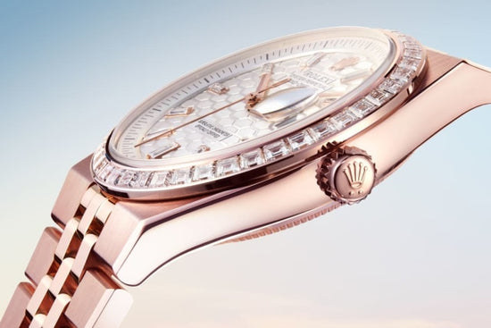 Rolex Replica Watch Land-Dweller 40, 18k Everose Gold and Diamonds, Intense white dial, Flat Jubilee, 127385tbr-0003